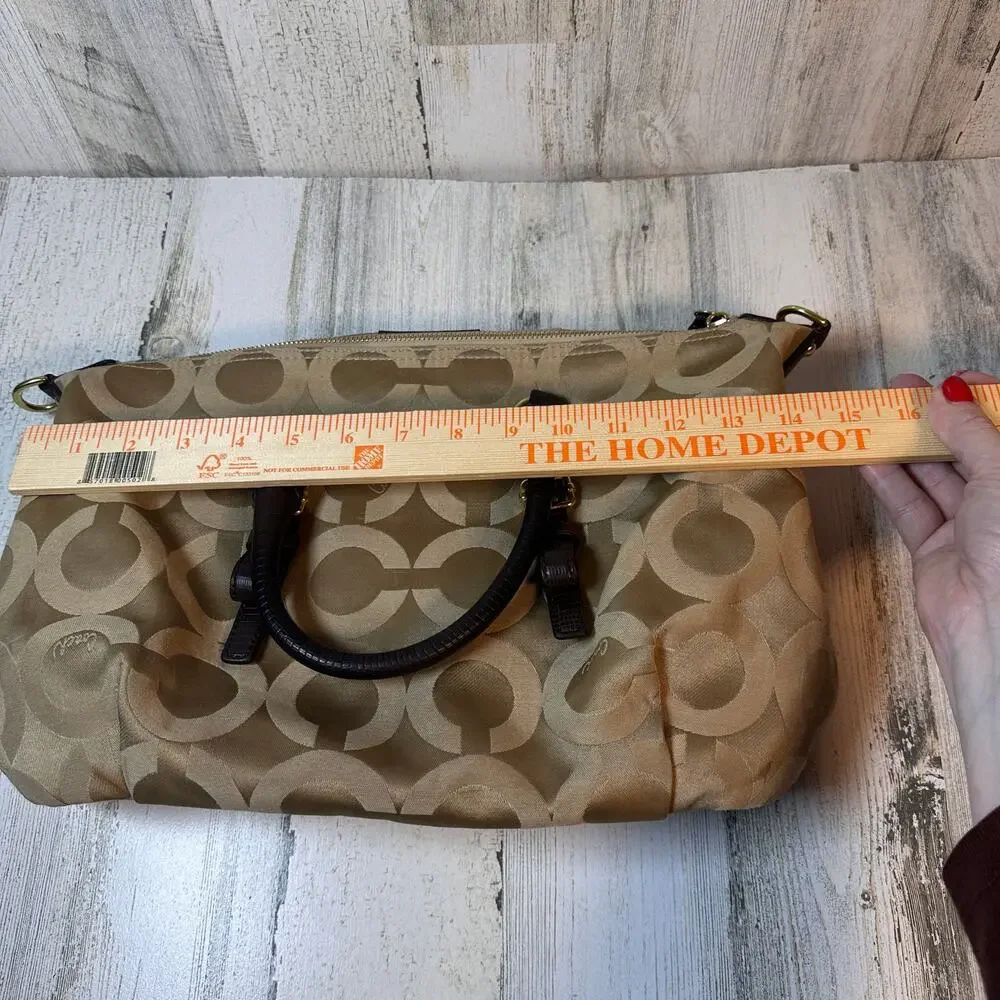 Coach Maggie Satchel Signature Canvas & Brown Leather Style F1220 - Picture 6 of 9